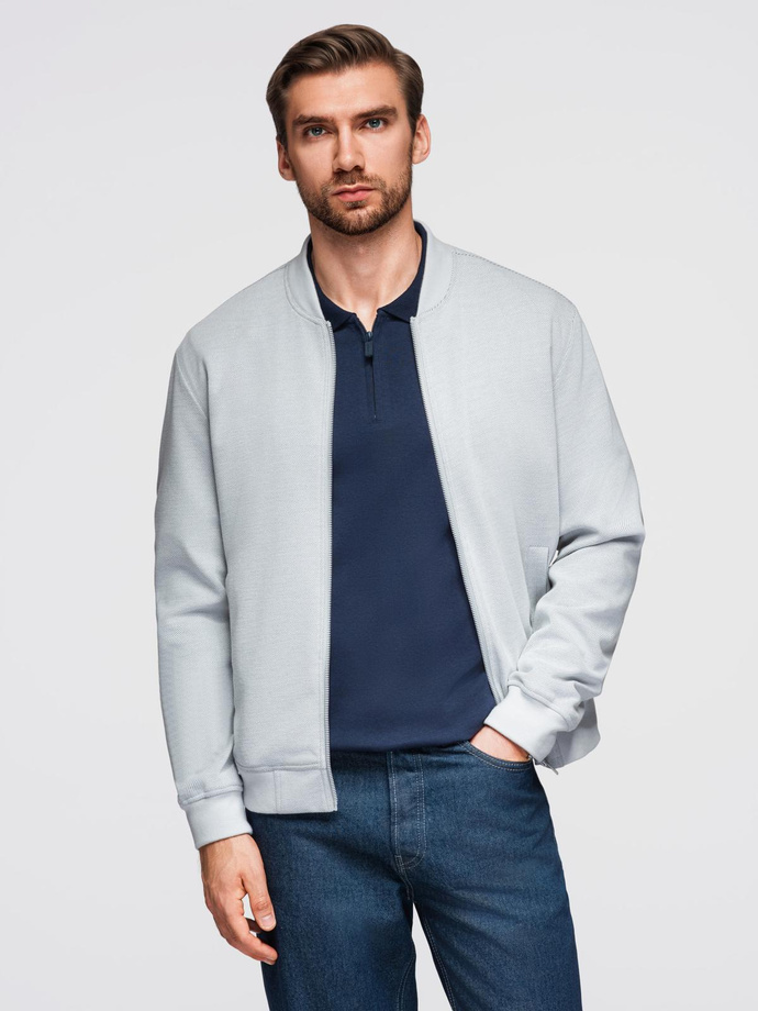 Men's raglan sleeve bomber jacket - light grey V4 OM-JANP-0159