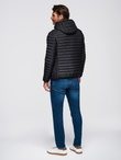 Men's quilted jacket with high zipped hood - black V1 OM-JAHP-0238