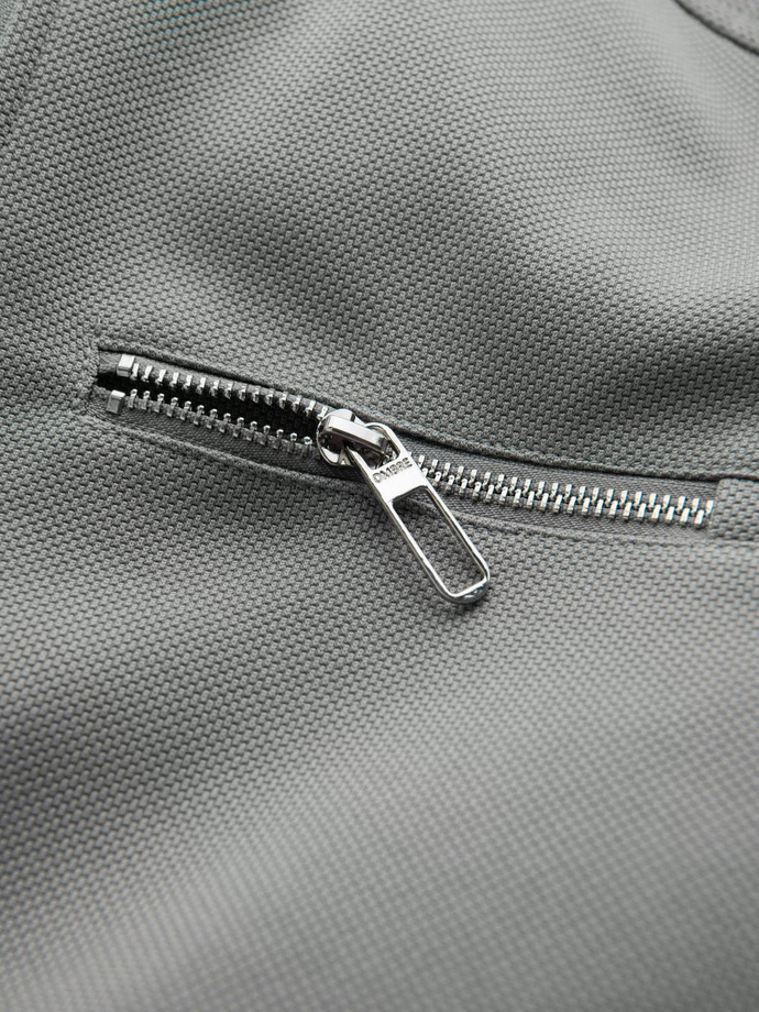 Men's biker jacket with pockets and collar - grey V3 OM-JALP-0157