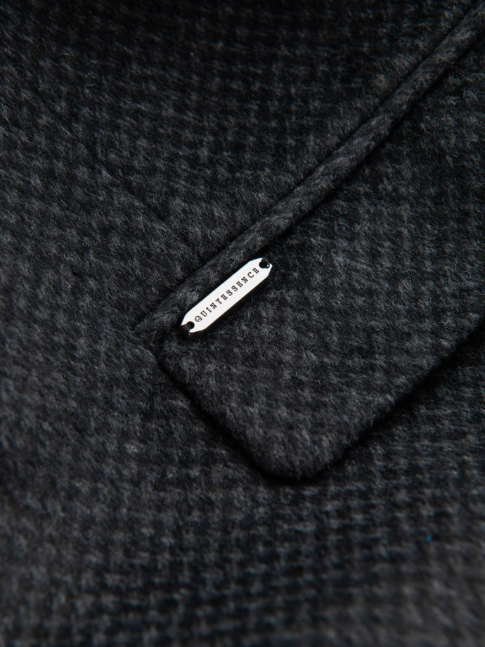 Długi rozpinany męski płaszcz z wełną – grafitowy V2 OM-COWC-0121