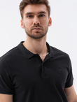 Koszulka męska polo z dzianiny pique - czarna V1 S1374