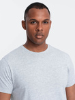 Męski klasyczny bawełniany T-shirt BASIC - szary melanż V5 OM-TSBS-0146 