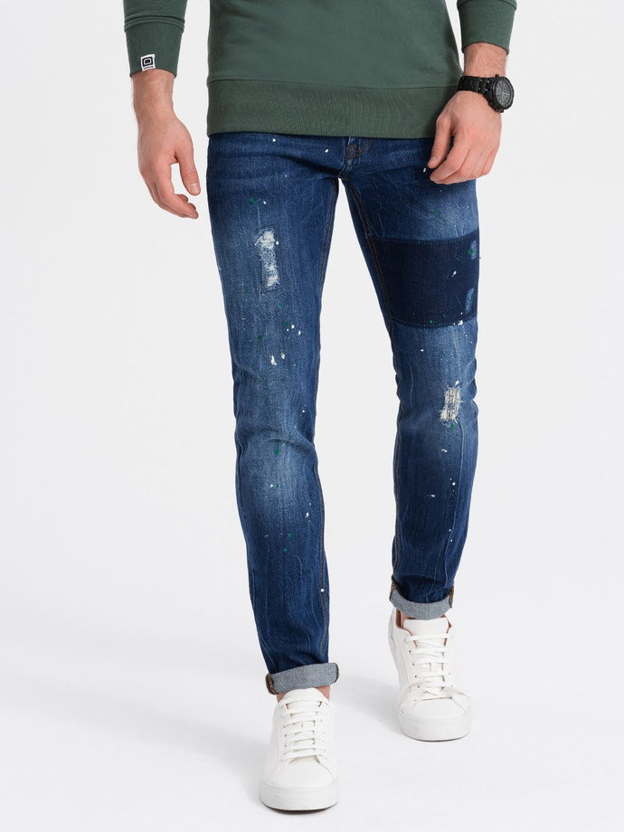 Spodnie męskie jeansowe SKINNY FIT - niebieskie V2 P1063