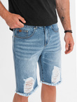 Men's short denim shorts with rips and holes - light blue V2 OM-SRDS-0157