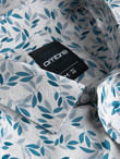Men's SLIM FIT shirt in twig print - blue-gray V2 OM-SHPS-0163