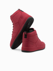 Buty męskie ocieplane sneakersy za kostkę - czerwone V1 OM-FOSH-0123