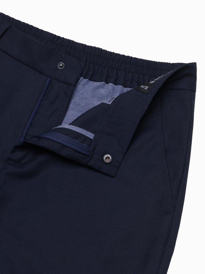 Męskie spodnie chino z gumką w pasie SLIM FIT - granatowe V3 OM-PACP-0157