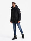 Długa sezonowa męska kurtka w stylu outdoorowym – czarna V1 OM-JALJ-0202