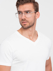 Set of shirts with V neckline and elastane and subtle logo 3-pack - 3x white V2 Z100