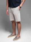 Krótkie spodenki męskie SLIM FIT z melanżowej strukturalnej dzianiny – jasnoszare V5 OM-SRCS-0166