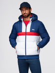 Colorful retro men's sports jacket - blue and white V1 OM-JALP-0296