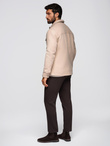 Men's lightweight fleece jacket with viscose - beige V1 OM-JANP-0199