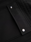 Men's faux leather jacket with ribbed bottom hem - black V2 OM-JAFL-0109