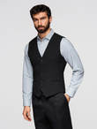 Elegancka męska kamizelka w jodełkę SLIM FIT - czarna V3 OM-BLZV-0143