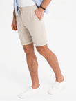 Men's knit shorts with rolled up legs - sand V3 OM-SRCS-0170