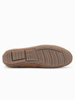 Men's moccasin leather shoes with thong and driver sole - brown V3 OM-FOCS-0150