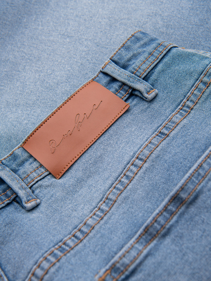 Denimowe męskie szorty o klasycznym kroju – jasnoniebieskie V2 OM-SRDS-0171