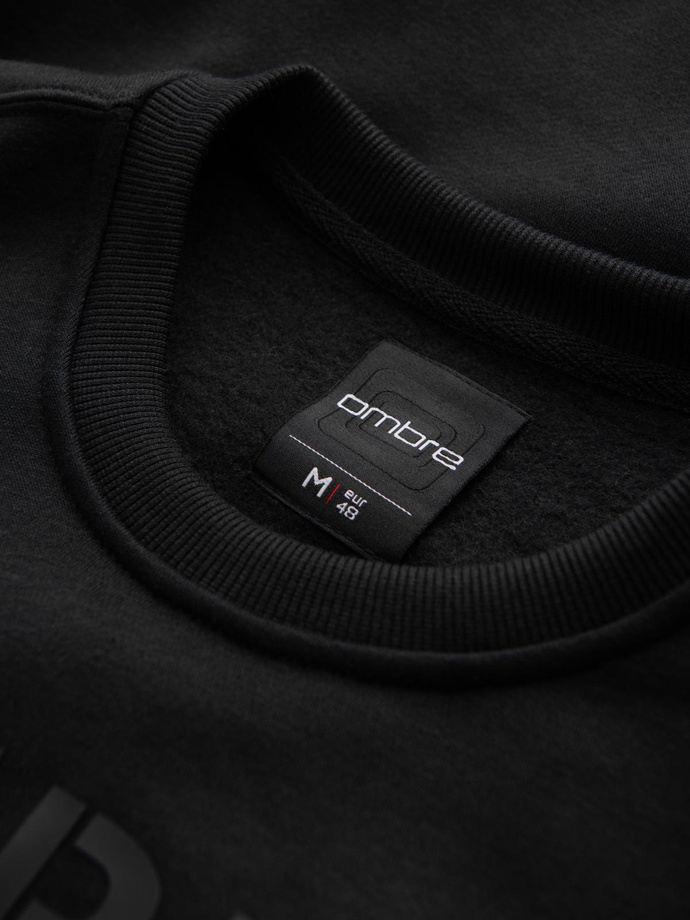 Classic men's sweatshirt with inscription - black V4 B1711