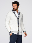 Knitted monochrome men's viscose cardigan - navy blue V1 OM-SWCD-0126