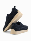 Men's lightweight suede sports style sneakers - navy blue V2 OM-FOSL-0205