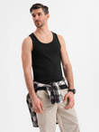 Men's cotton basic t-shirt with straps - black V3 OM-TSBT-0239