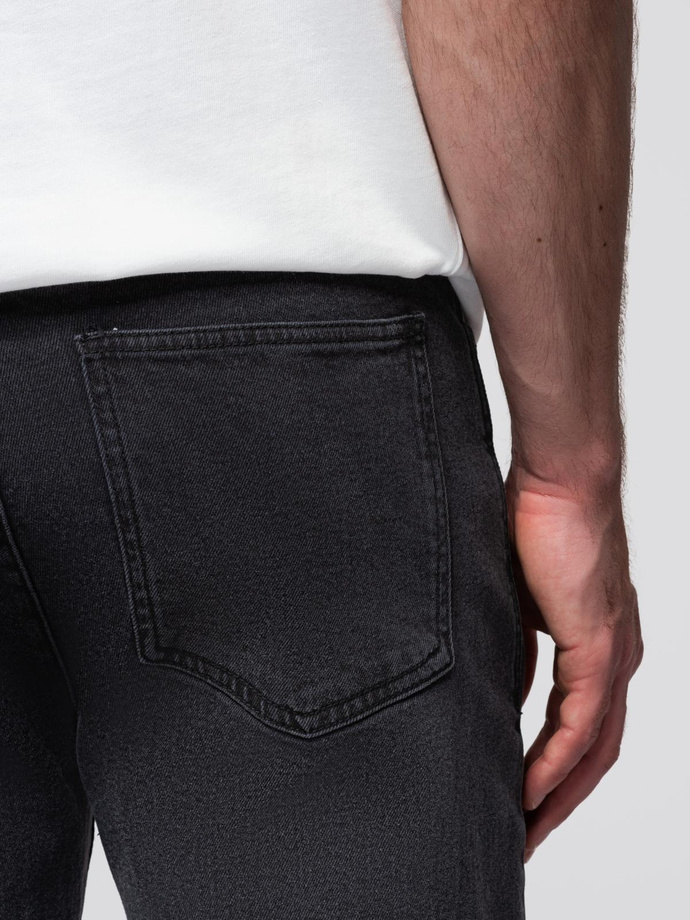 Men's denim JOGGERS pants with classic flare - black V3 OM-PADJ-0265