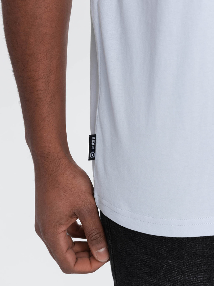 Men's casual t-shirt with pocket patch - blue V9 OM-TSCT-0109