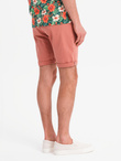 Men's denim classic shorts with rolled up leg - coral V6 OM-SRDS-0162
