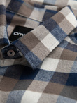 Classic men's flannel check cotton shirt - brown and navy blue V1 OM-SHCS-0157