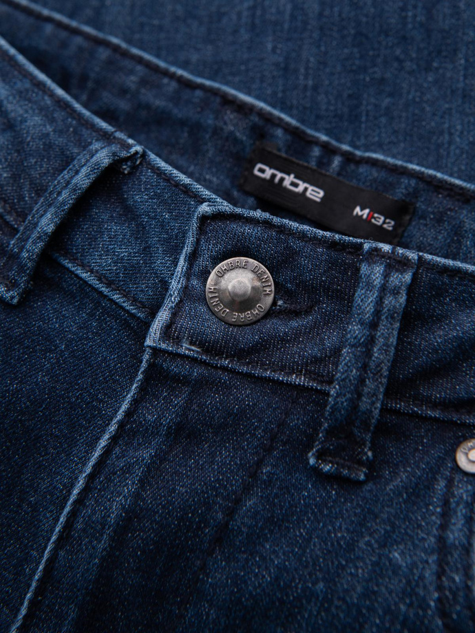 Classic men's SLIM FIT jeans with elastane - dark blue V3 OM-PADP-0216
