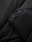 Men's quilted long jacket with detachable hood - black V1 OM-JALJ-0190