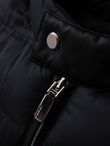 Men's imitation leather jacket with ribbed hem - dark brown V1 OM-JAFL-0109