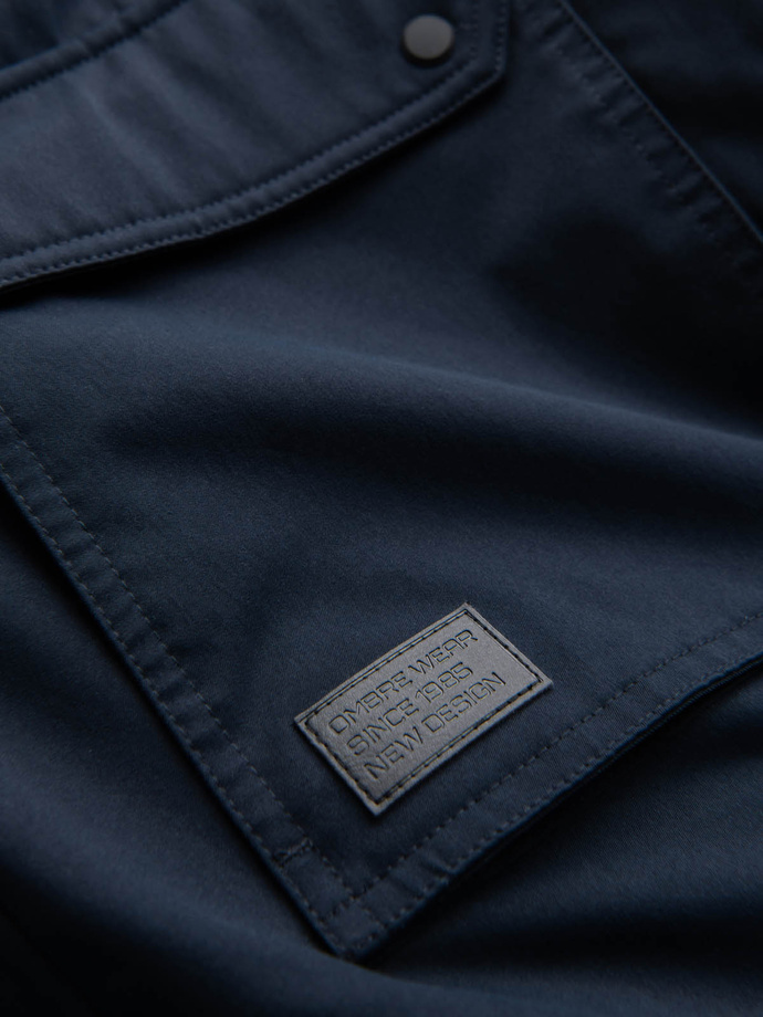 Men's long parka sherpa jacket – navy blue V2 OM-JALJ-0181