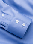 Classic men's SLIM FIT satin fabric shirt - blue V2 OM-SHOS-0176