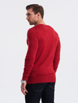 Men's elegant V-neck BASIC sweater with viscose - red V20 OM-SWBS-0107