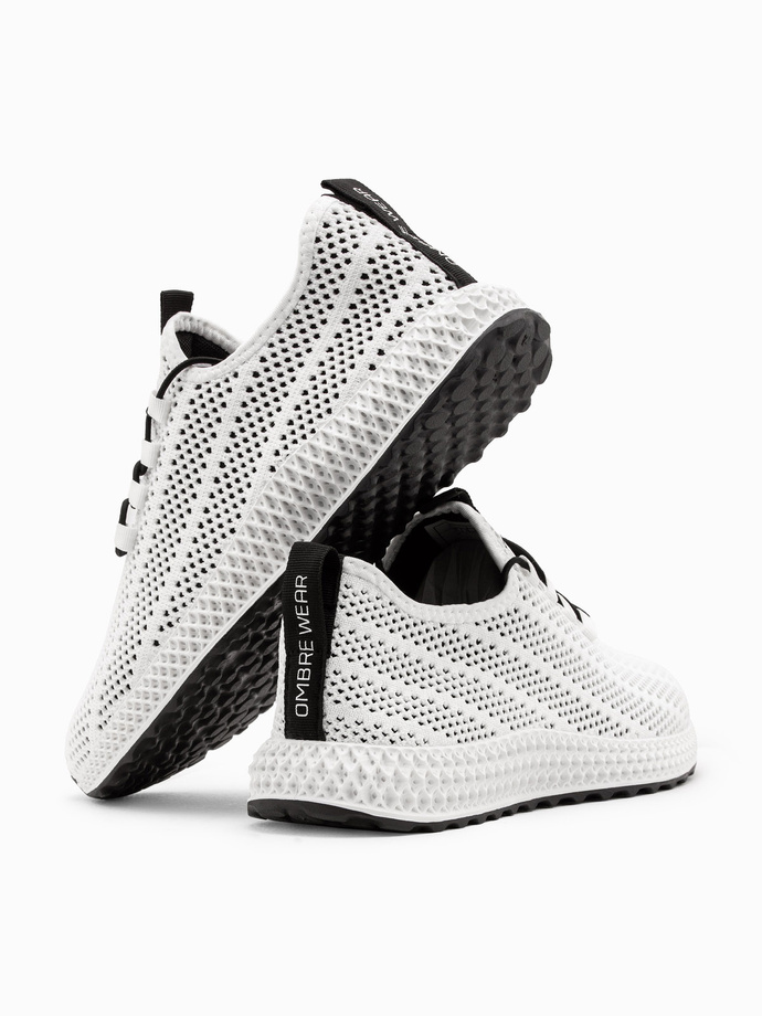 Men's mesh slip-on sneakers shoes - white V7 OM-FOKS-0117