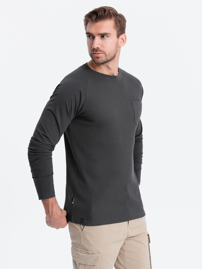 Men's longsleeve with "waffle" texture - graphite V5 OM-LSCL-0109
