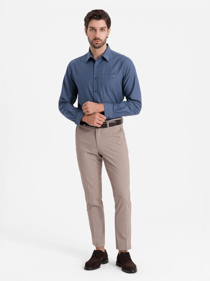 Men's cotton shirt with pocket REGULAR FIT - blue V3 OM-SHCS-0147