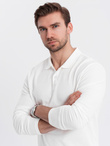BASIC men's longsleeve with polo collar - white V1 OM-POBL-0114