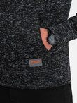Men's non-stretch kangaroo hooded sweatshirt - graphite melange V2 B1675