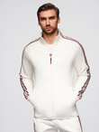 Washed men's sweatshirt with decorative stitching at the neckline - navy blue V4 OM-SSDS-0131