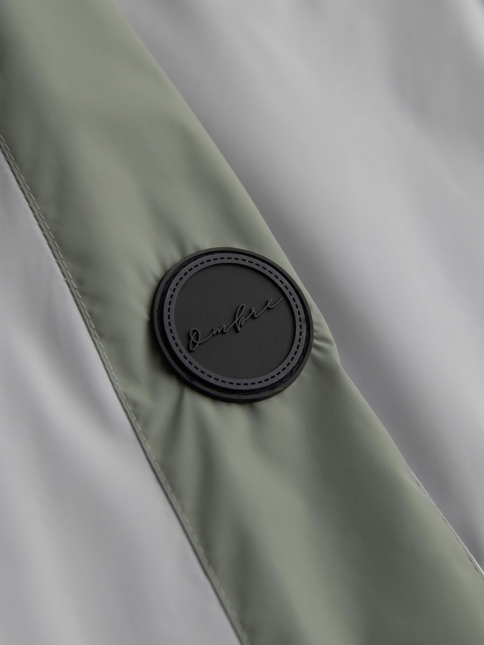 Men's contrast hooded windbreaker jacket - olive-gray V3 OM-JANP-0228