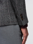 Elegant men's plaid blazer with wool blend - grey V1 OM-BLZB-0137