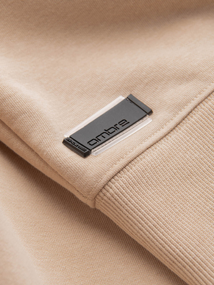 BASIC men's non-stretch cotton sweatshirt - beige V6 OM-SSBN-0159