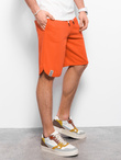 Men's sweat shorts trimmed with piping - orange V5 W360
