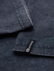 Men's t-shirt with wash effect and buttons at neckline - navy blue V2 OM-TSWT-0150