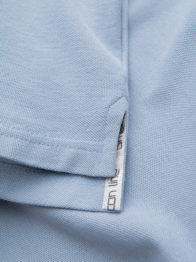 BASIC men's single color pique knit polo shirt - blue denim V17 OM-POBS-0100