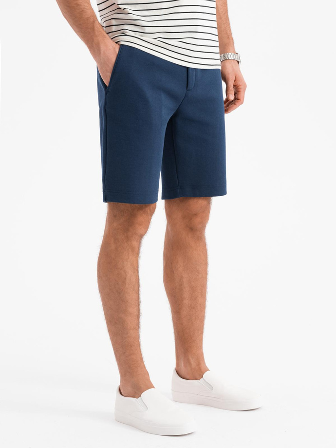 Szorty męskie SLIM FIT ze strukturalnej dzianiny – granatowe V1 OM-SRCS-0169 
