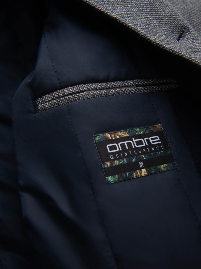 Melanżowy męski długi płaszcz z kapturem – szary V1 OM-COWC-0122