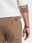 Men's REGULAR FIT chino pants with fine texture - dark beige V2 OM-PACP-0184